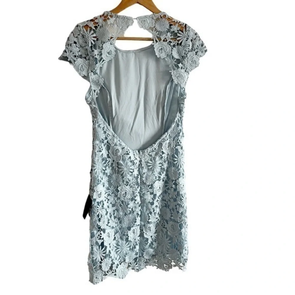 Lulus Romance Language Light Blue Backless Lace Dress Size Medium - Picture 10 of 12